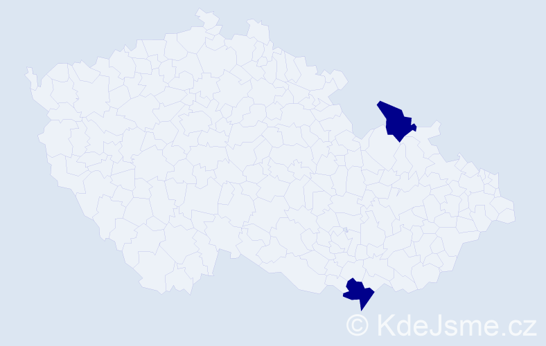 Jméno: 'Abby', počet výskytů 2 v celé ČR