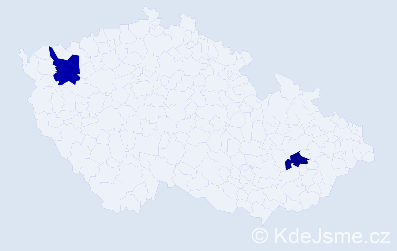 Jméno: 'Qamil', počet výskytů 2 v celé ČR