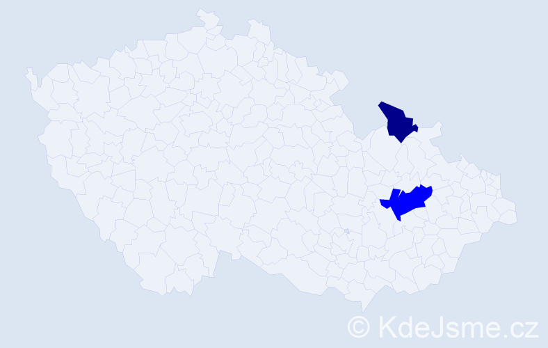 Jméno: 'Thomai', počet výskytů 3 v celé ČR