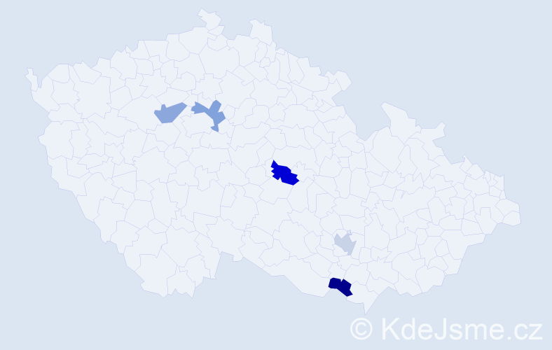 Jméno: 'Janik', počet výskytů 5 v celé ČR