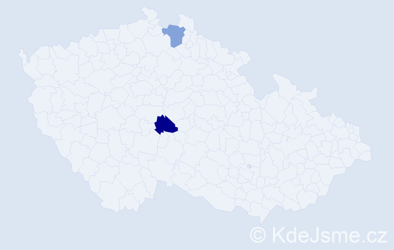 Jméno: 'Ksenie', počet výskytů 2 v celé ČR