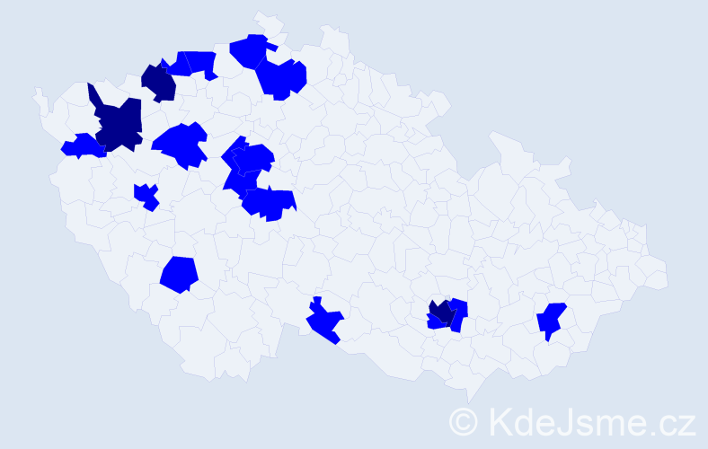 Jméno: 'Nghi', počet výskytů 20 v celé ČR