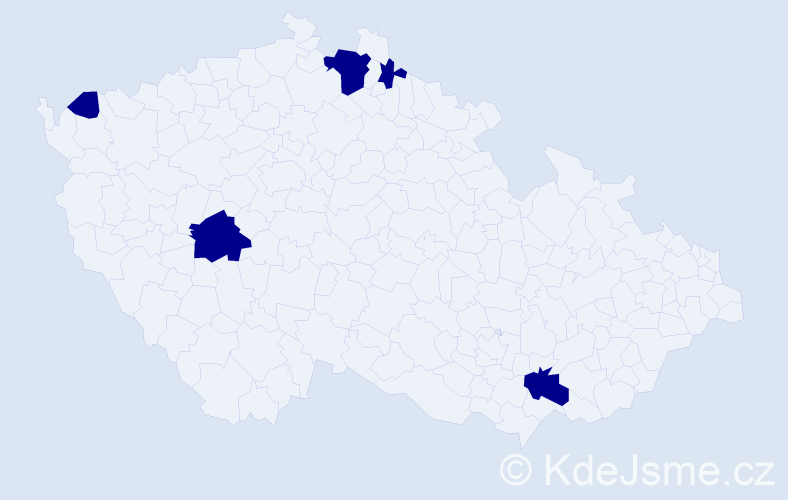 Jméno: 'Hanh', počet výskytů 5 v celé ČR