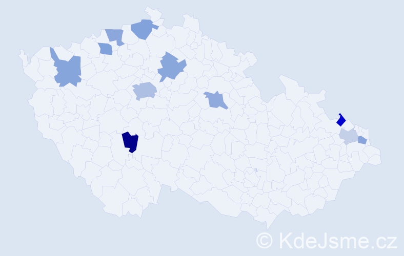 Jméno: 'Džamila', počet výskytů 15 v celé ČR
