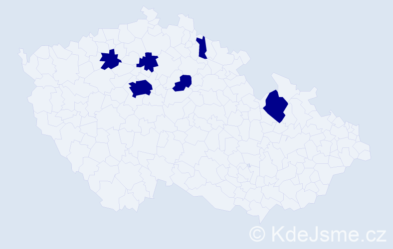 Jméno: 'Vláďa', počet výskytů 6 v celé ČR