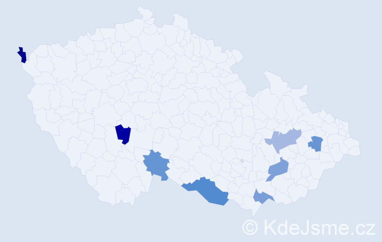 Jméno: 'Jurana', počet výskytů 9 v celé ČR