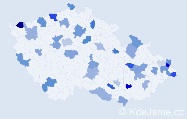 Jméno: 'Valentína', počet výskytů 57 v celé ČR