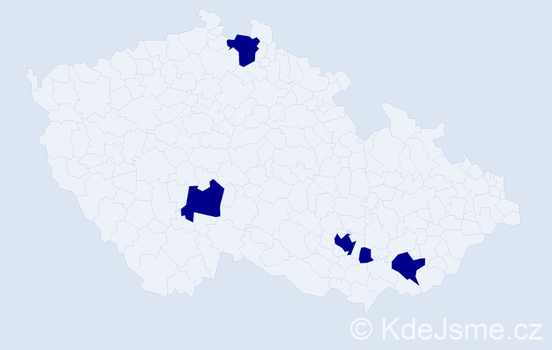 Jméno: 'Anya', počet výskytů 5 v celé ČR