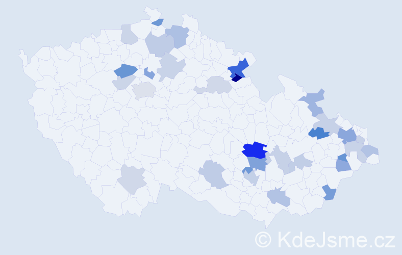 Jméno: 'Daneš', počet výskytů 53 v celé ČR