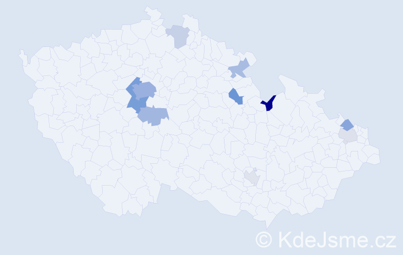 Jméno: 'Kazi', počet výskytů 24 v celé ČR