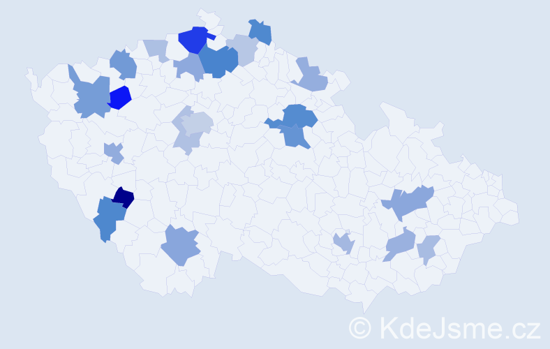 Jméno: 'Aja', počet výskytů 43 v celé ČR