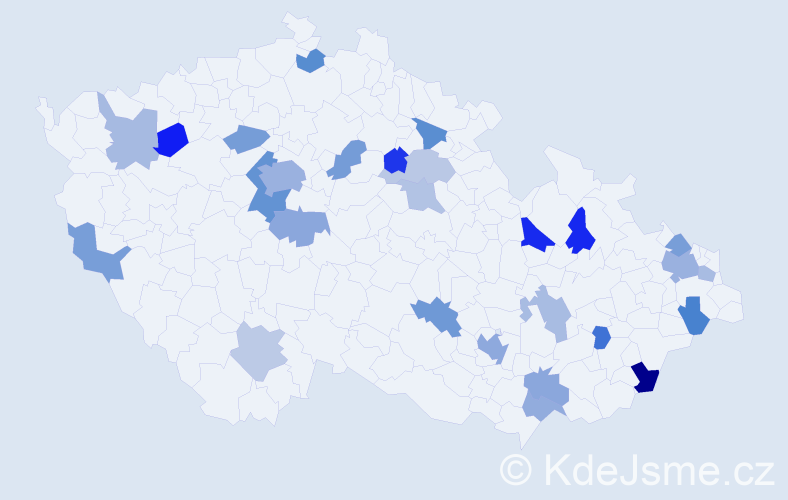 Jméno: 'Melichar', počet výskytů 45 v celé ČR