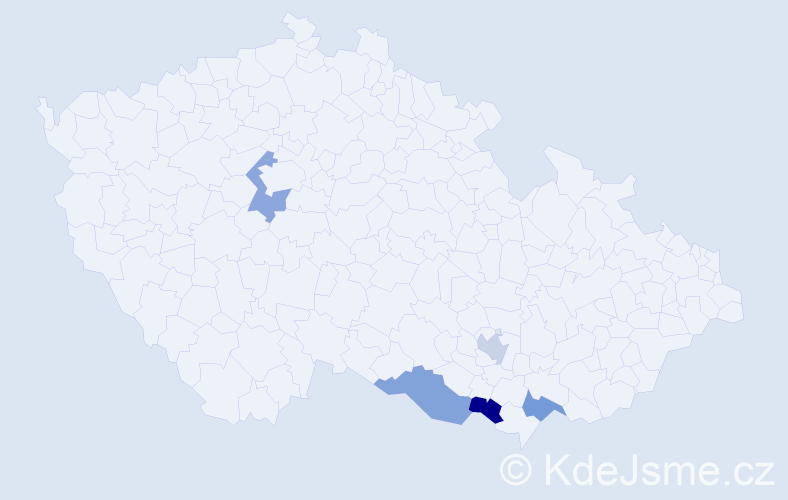 Jméno: 'Tinka', počet výskytů 5 v celé ČR