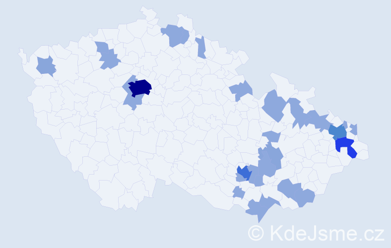 Jméno: 'Dalila', počet výskytů 49 v celé ČR