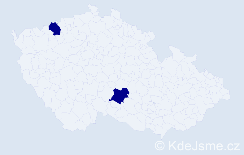 Jméno: 'Bernhard Johannes', počet výskytů 2 v celé ČR