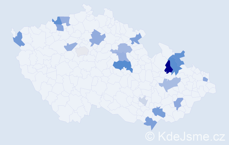 Jméno: 'Kimberly', počet výskytů 21 v celé ČR