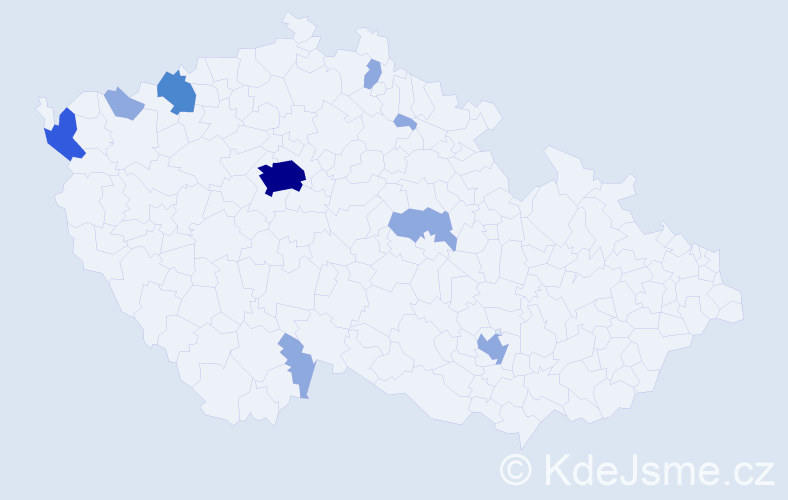 Jméno: 'Kiem', počet výskytů 16 v celé ČR