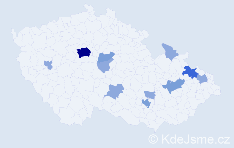 Jméno: 'Lumíra', počet výskytů 23 v celé ČR