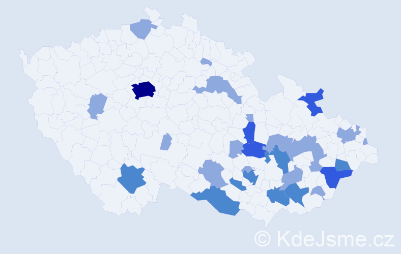 Jméno: 'Vincencie', počet výskytů 53 v celé ČR