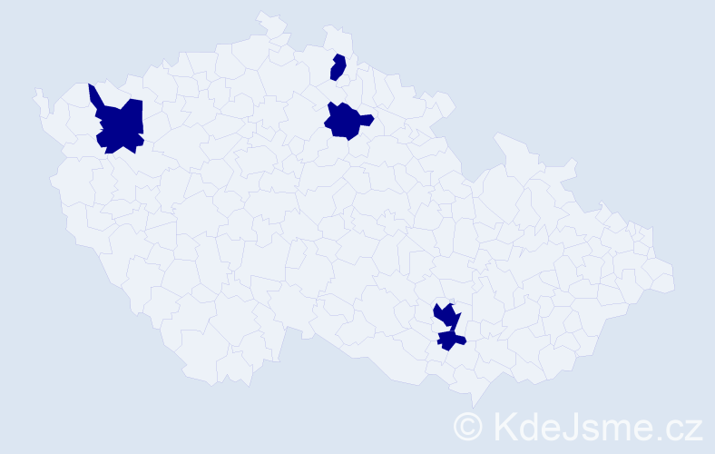 Jméno: 'Valbona', počet výskytů 5 v celé ČR