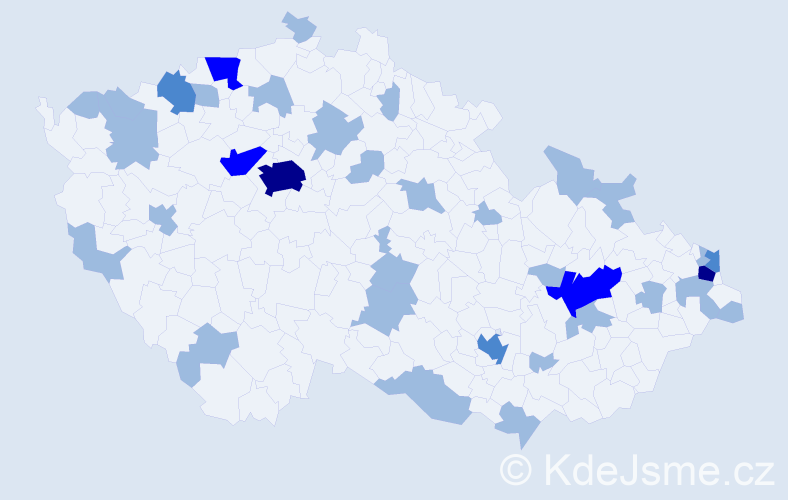 Jméno: 'Valentína', počet výskytů 50 v celé ČR