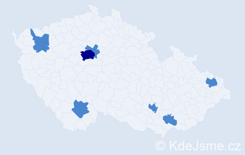 Jméno: 'Hashim', počet výskytů 9 v celé ČR