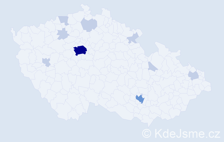 Jméno: 'Mina', počet výskytů 22 v celé ČR