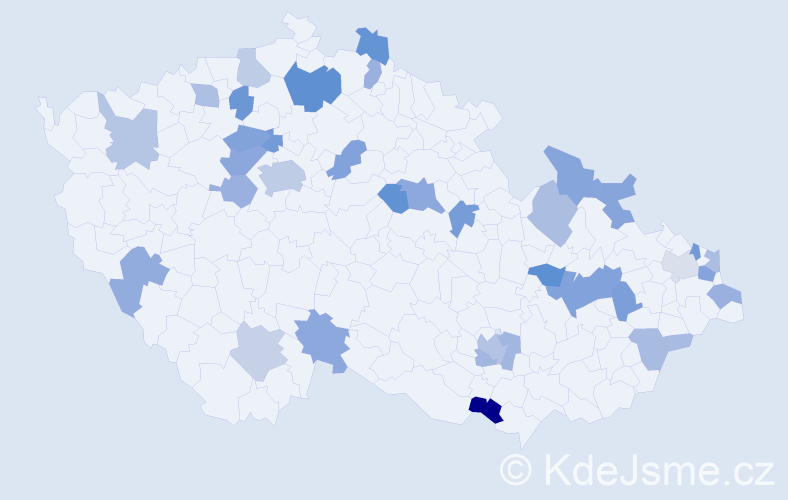 Jméno: 'Kornélie', počet výskytů 50 v celé ČR