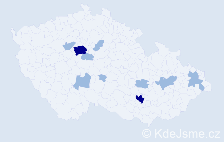 Jméno: 'Velen', počet výskytů 18 v celé ČR