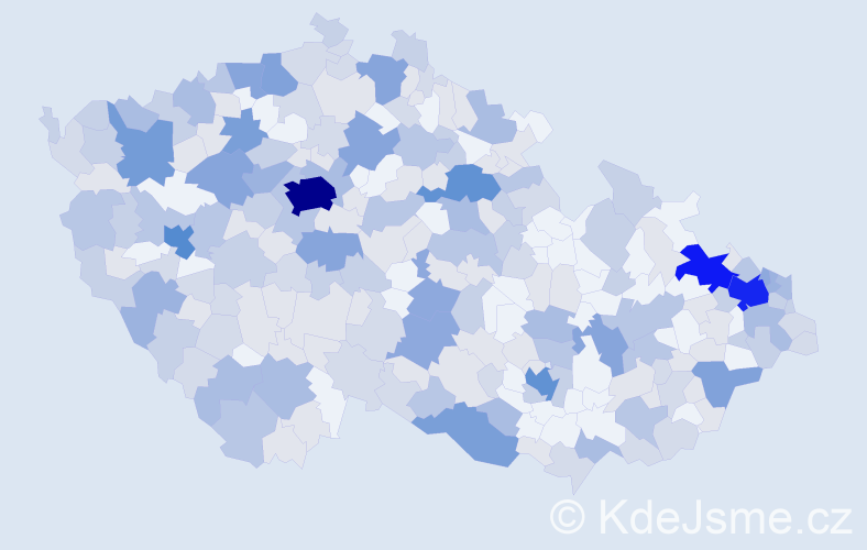 Jméno: 'Vladěna', počet výskytů 581 v celé ČR