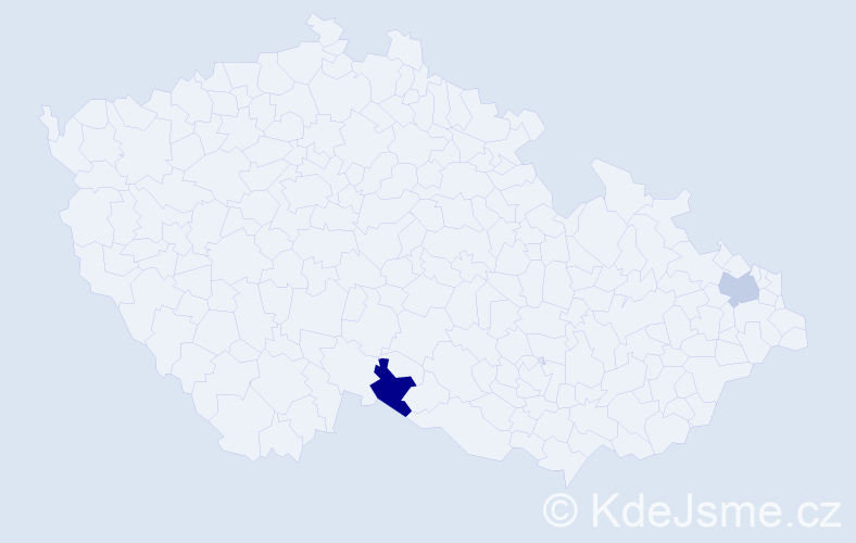 Jméno: 'Rebekah', počet výskytů 2 v celé ČR