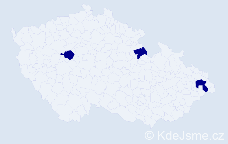 Jméno: 'Dana Daniela', počet výskytů 3 v celé ČR