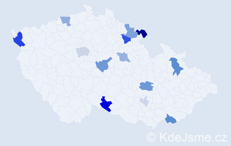 Jméno: 'Romanka', počet výskytů 16 v celé ČR