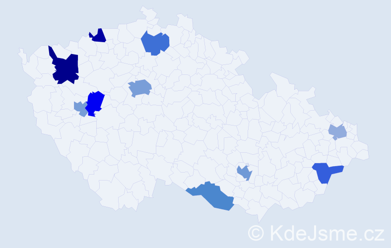 Jméno: 'Miro', počet výskytů 16 v celé ČR