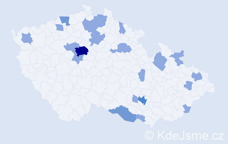 Jméno: 'Kelly', počet výskytů 30 v celé ČR