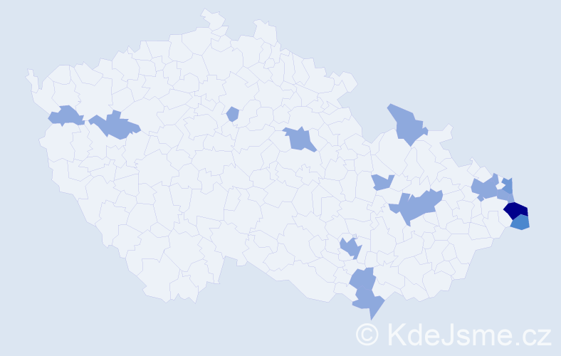Jméno: 'Józef', počet výskytů 25 v celé ČR