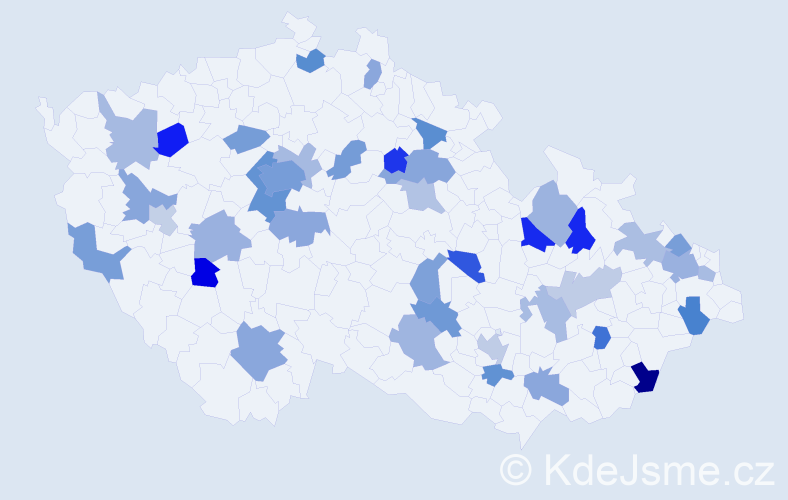 Jméno: 'Melichar', počet výskytů 64 v celé ČR