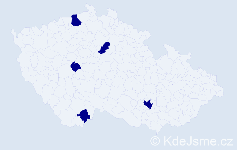 Jméno: 'Karel Daniel', počet výskytů 5 v celé ČR
