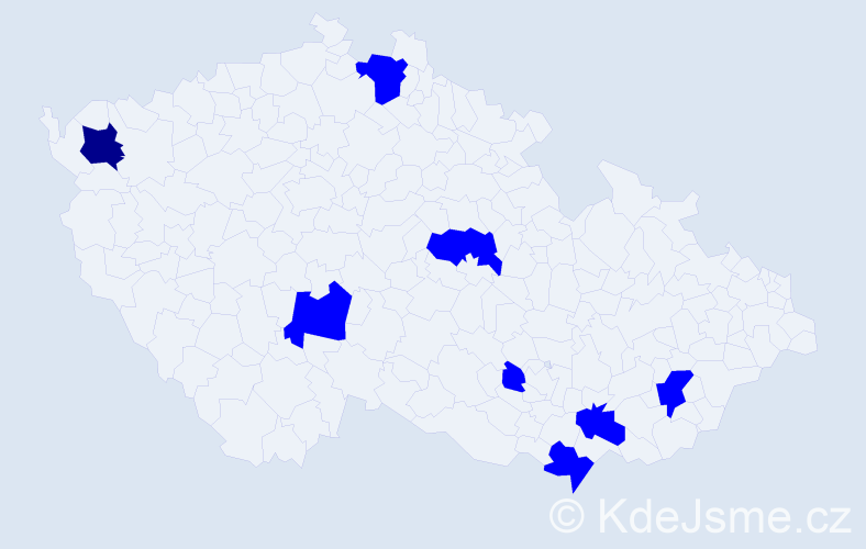 Jméno: 'Zaira', počet výskytů 9 v celé ČR