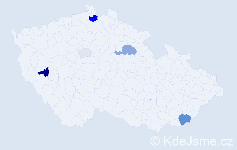 Jméno: 'Tobias Daniel', počet výskytů 5 v celé ČR