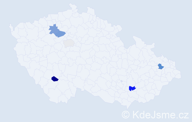 Jméno: 'Miruše', počet výskytů 6 v celé ČR