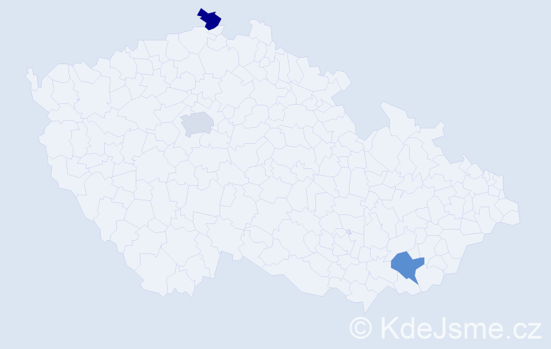 Jméno: 'Dua', počet výskytů 3 v celé ČR