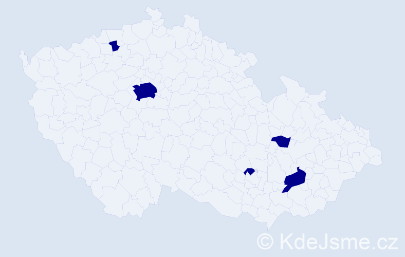 Jméno: 'Michael Miroslav', počet výskytů 5 v celé ČR