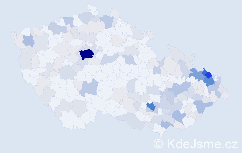 Jméno: 'Bernard', počet výskytů 460 v celé ČR