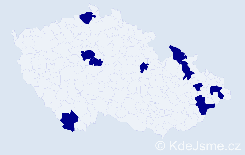 Jméno: 'Taylor', počet výskytů 11 v celé ČR