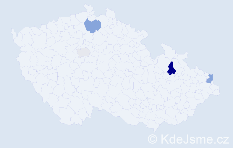 Jméno: 'Ksenia', počet výskytů 5 v celé ČR