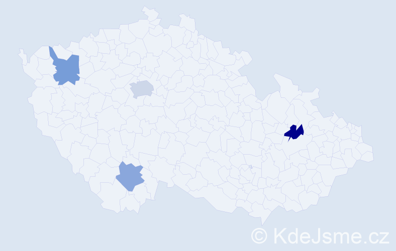 Jméno: 'Klaudija', počet výskytů 5 v celé ČR