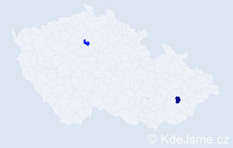 Jméno: 'Kaina', počet výskytů 2 v celé ČR