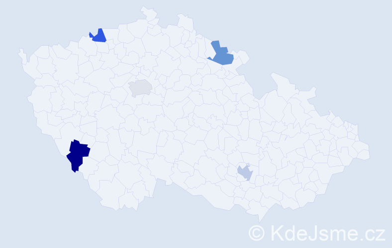Jméno: 'Jarin', počet výskytů 5 v celé ČR