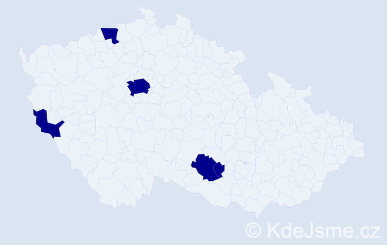 Jméno: 'Jevhenija', počet výskytů 5 v celé ČR